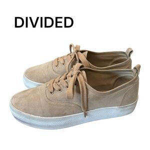 DIVIDED H&M Women's Tan Lace-up Platform Tennis Shoes Sneakers 8